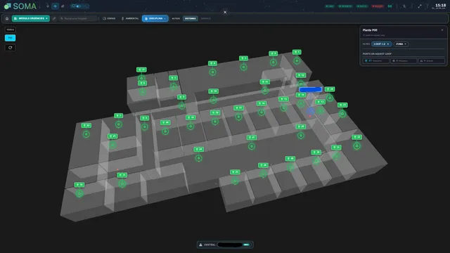 Detectors d'un llaç situats sobre la planta en 3D